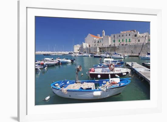 Fishing Boats at the Harbour, Old Town with Cathedral, Giovinazzo, Bari District, Puglia-Markus Lange-Framed Photographic Print