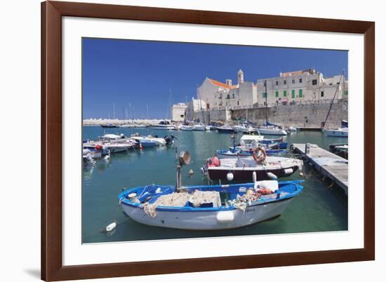 Fishing Boats at the Harbour, Old Town with Cathedral, Giovinazzo, Bari District, Puglia-Markus Lange-Framed Photographic Print