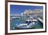 Fishing Boats at the Harbour, Old Town with Cathedral, Giovinazzo, Bari District, Puglia-Markus Lange-Framed Photographic Print