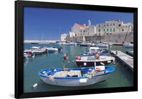 Fishing Boats at the Harbour, Old Town with Cathedral, Giovinazzo, Bari District, Puglia-Markus Lange-Framed Photographic Print