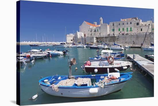 Fishing Boats at the Harbour, Old Town with Cathedral, Giovinazzo, Bari District, Puglia-Markus Lange-Stretched Canvas