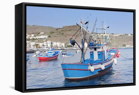 Fishing Boats at the Harbour, Playa De Santiago, La Gomera, Canary Islands, Spain, Atlantic, Europe-Markus Lange-Framed Stretched Canvas