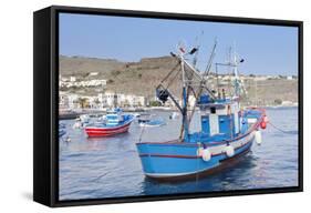 Fishing Boats at the Harbour, Playa De Santiago, La Gomera, Canary Islands, Spain, Atlantic, Europe-Markus Lange-Framed Stretched Canvas