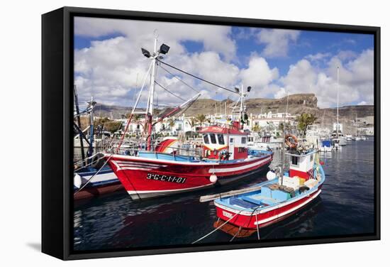 Fishing Boats at the Old Port of Puerto De Mogan-Markus Lange-Framed Stretched Canvas