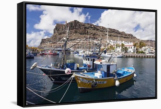 Fishing Boats at the Old Port of Puerto De Mogan-Markus Lange-Framed Stretched Canvas