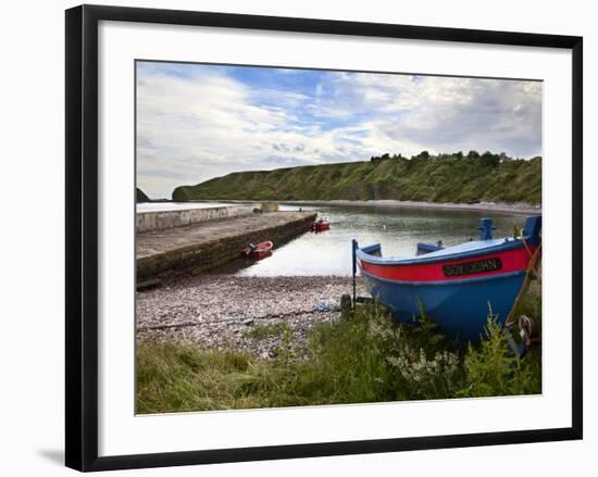Fishing Boats at the Pier, Catterline, Aberdeenshire, Scotland, United Kingdom, Europe-Mark Sunderland-Framed Photographic Print
