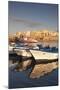 Fishing Boats at the Port, Old Town at Sunrise, Gallipoli, Lecce Province, Salentine Peninsula-Markus Lange-Mounted Photographic Print