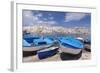 Fishing Boats at the Port, Old Town with Castle, Gallipoli, Lecce Province, Salentine Peninsula-Markus Lange-Framed Photographic Print