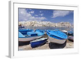 Fishing Boats at the Port, Old Town with Castle, Gallipoli, Lecce Province, Salentine Peninsula-Markus Lange-Framed Photographic Print