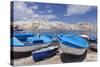 Fishing Boats at the Port, Old Town with Castle, Gallipoli, Lecce Province, Salentine Peninsula-Markus Lange-Stretched Canvas