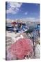 Fishing Boats at the Port, Old Town with Castle, Gallipoli, Lecce Province, Salentine Peninsula-Markus Lange-Stretched Canvas