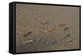 Fishing Boats. Atlantic Ocean, Shell Beach, North Guyana-Pete Oxford-Framed Stretched Canvas