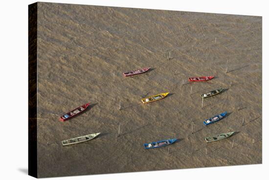 Fishing Boats. Atlantic Ocean, Shell Beach, North Guyana-Pete Oxford-Stretched Canvas