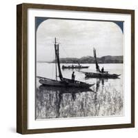 Fishing Boats Coming Home at Sunset, Near Yokohama, Japan, 1904-Underwood & Underwood-Framed Photographic Print