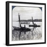 Fishing Boats Coming Home at Sunset, Near Yokohama, Japan, 1904-Underwood & Underwood-Framed Photographic Print