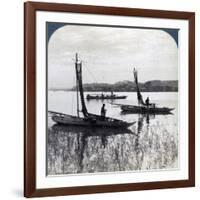 Fishing Boats Coming Home at Sunset, Near Yokohama, Japan, 1904-Underwood & Underwood-Framed Photographic Print