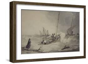 Fishing Boats Going Out, Watercolour-John Augustus Atkinson-Framed Giclee Print