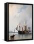 Fishing Boats in a Calm, Ships at Anchor, 1825 (Oil on Board & Canvas)-Richard Parkes Bonington-Framed Stretched Canvas
