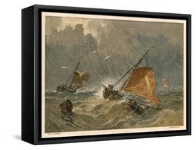 Fishing Boats in a Storm-null-Framed Stretched Canvas