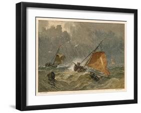 Fishing Boats in a Storm-null-Framed Art Print