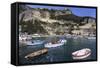 Fishing Boats in Amalfi Harbour-Eleanor Scriven-Framed Stretched Canvas