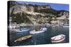 Fishing Boats in Amalfi Harbour-Eleanor Scriven-Stretched Canvas