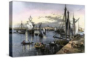 Fishing Boats in Boston Harbor, 1870s-null-Stretched Canvas