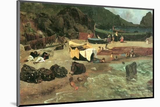 Fishing Boats in Capri-Albert Bierstadt-Mounted Premium Giclee Print