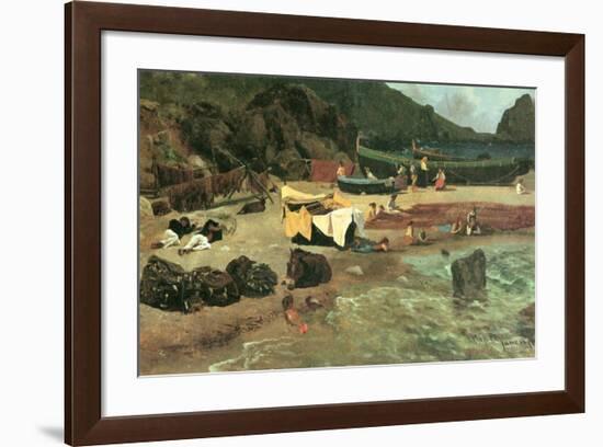 Fishing Boats in Capri-Albert Bierstadt-Framed Premium Giclee Print