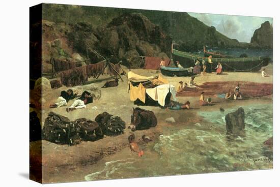 Fishing Boats in Capri-Albert Bierstadt-Stretched Canvas