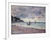 Fishing Boats in front of the Beach and Cliffs of Pourville-Claude Monet-Framed Giclee Print