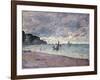 Fishing Boats in front of the Beach and Cliffs of Pourville-Claude Monet-Framed Giclee Print