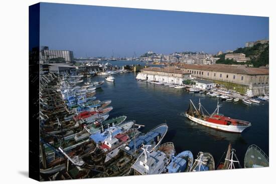 Fishing Boats in Harbor-Vittoriano Rastelli-Stretched Canvas