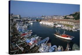 Fishing Boats in Harbor-Vittoriano Rastelli-Stretched Canvas