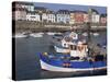 Fishing Boats in Harbour and Houses on Waterfront Beyond, Rosmeur, Douarnenez, Bretagne, France-Thouvenin Guy-Stretched Canvas