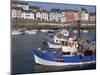 Fishing Boats in Harbour and Houses on Waterfront Beyond, Rosmeur, Douarnenez, Bretagne, France-Thouvenin Guy-Mounted Photographic Print