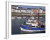 Fishing Boats in Harbour and Houses on Waterfront Beyond, Rosmeur, Douarnenez, Bretagne, France-Thouvenin Guy-Framed Photographic Print