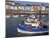 Fishing Boats in Harbour and Houses on Waterfront Beyond, Rosmeur, Douarnenez, Bretagne, France-Thouvenin Guy-Mounted Photographic Print