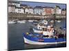 Fishing Boats in Harbour and Houses on Waterfront Beyond, Rosmeur, Douarnenez, Bretagne, France-Thouvenin Guy-Mounted Photographic Print