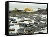 Fishing Boats in Harbour, Coastal Area of Vizhinjam, Trivandrum, Kerala, India-Balan Madhavan-Framed Stretched Canvas