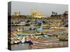 Fishing Boats in Harbour, Coastal Area of Vizhinjam, Trivandrum, Kerala, India-Balan Madhavan-Stretched Canvas