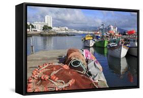 Fishing Boats in Harbour, Ponta Delgada Port, Sao Miguel Island, Azores, Portugal, Atlantic, Europe-Richard Cummins-Framed Stretched Canvas