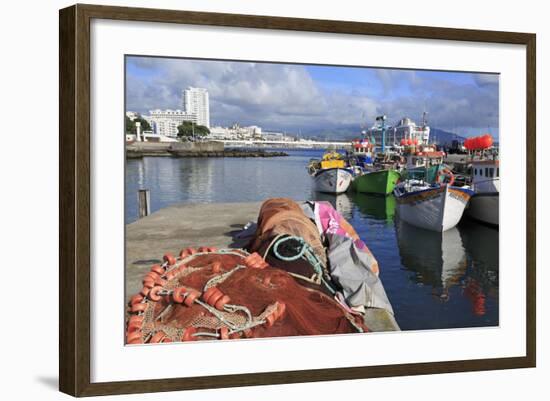 Fishing Boats in Harbour, Ponta Delgada Port, Sao Miguel Island, Azores, Portugal, Atlantic, Europe-Richard Cummins-Framed Photographic Print