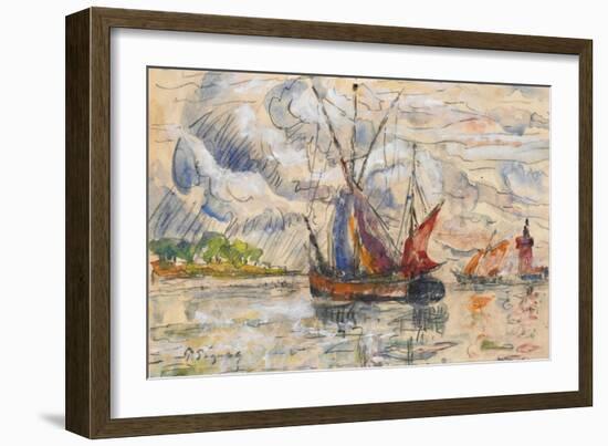 Fishing Boats in La Rochelle, C.1919-21 (Graphite, W/C and Opaque White)-Paul Signac-Framed Giclee Print