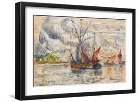 Fishing Boats in La Rochelle, C.1919-21 (Graphite, W/C and Opaque White)-Paul Signac-Framed Premium Giclee Print