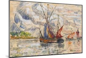 Fishing Boats in La Rochelle, C.1919-21 (Graphite, W/C and Opaque White)-Paul Signac-Mounted Premium Giclee Print