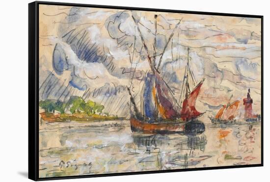 Fishing Boats in La Rochelle, C.1919-21 (Graphite, W/C and Opaque White)-Paul Signac-Framed Stretched Canvas