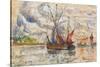 Fishing Boats in La Rochelle, C.1919-21 (Graphite, W/C and Opaque White)-Paul Signac-Stretched Canvas