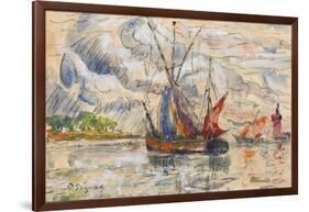 Fishing Boats in La Rochelle, C.1919-21 (Graphite, W/C and Opaque White)-Paul Signac-Framed Giclee Print