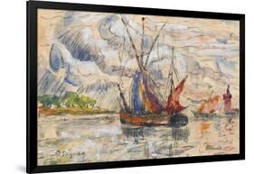 Fishing Boats in La Rochelle, C.1919-21 (Graphite, W/C and Opaque White)-Paul Signac-Framed Giclee Print